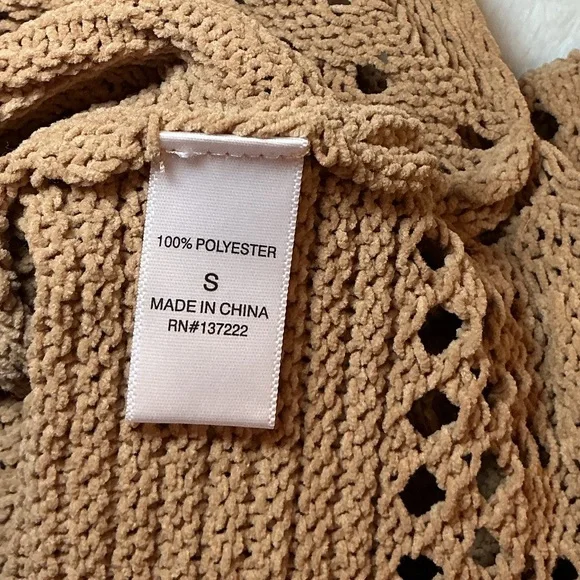 Elegant Tan Crochet Maxi Dress - Picture 7 of 7